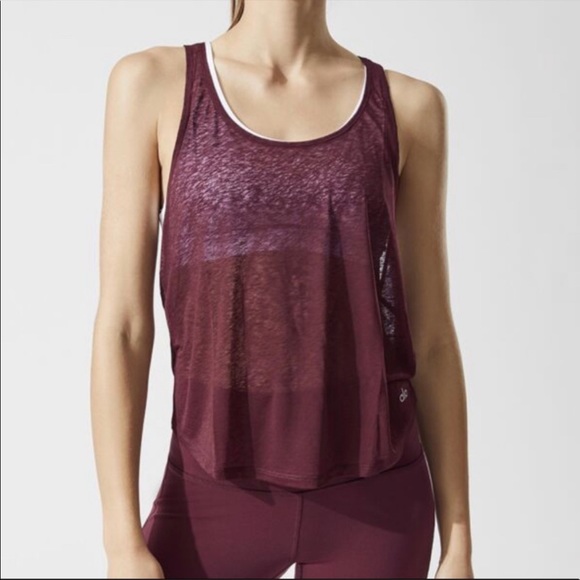ALO Yoga Tops - Alo Yoga Arrow Black Cherry Sheer Racerback Tank Top